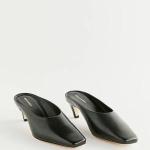 Reformation black kitten heel mule